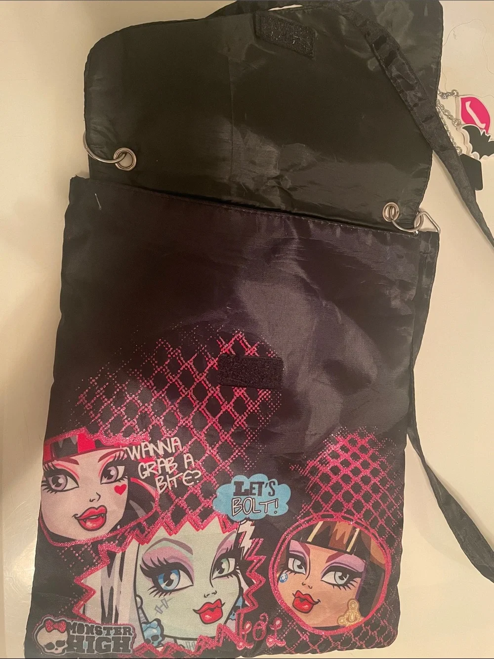 monster high Black & Pink Character Crossbody Bag
